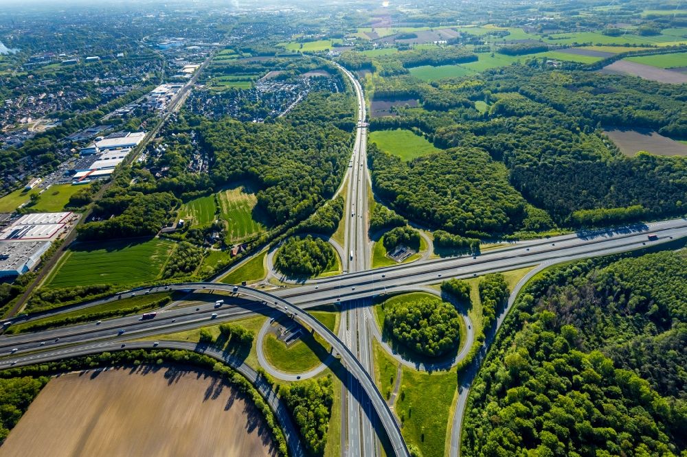 Luftaufnahme Münster - Autobahnkreuz der BAB A43 - A1 Kreuz Münster-Süd in Münster im Bundesland Nordrhein-Westfalen, Deutschland