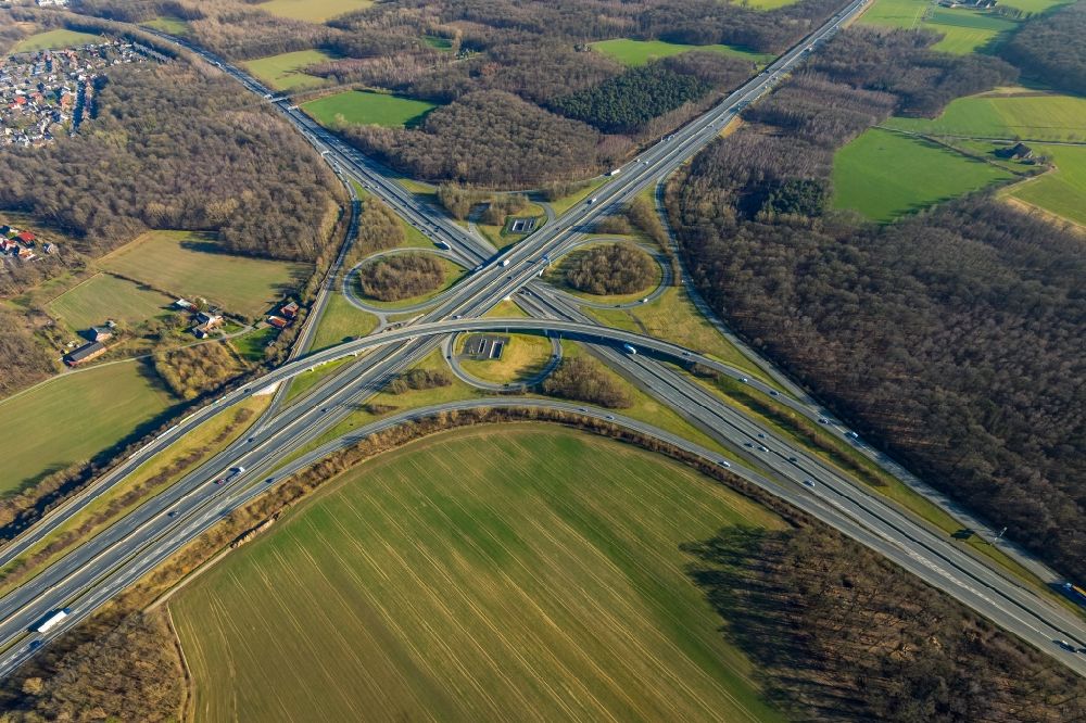 Luftbild Münster - Autobahnkreuz der BAB A43 - A1 Kreuz Münster-Süd in Münster im Bundesland Nordrhein-Westfalen, Deutschland