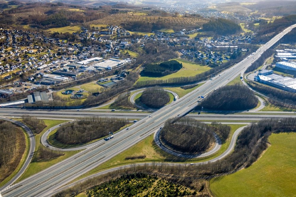 Luftbild Gerlingen - Autobahnkreuz der BAB A45 Kreuz Olpe-Süd in Gerlingen im Bundesland Nordrhein-Westfalen, Deutschland