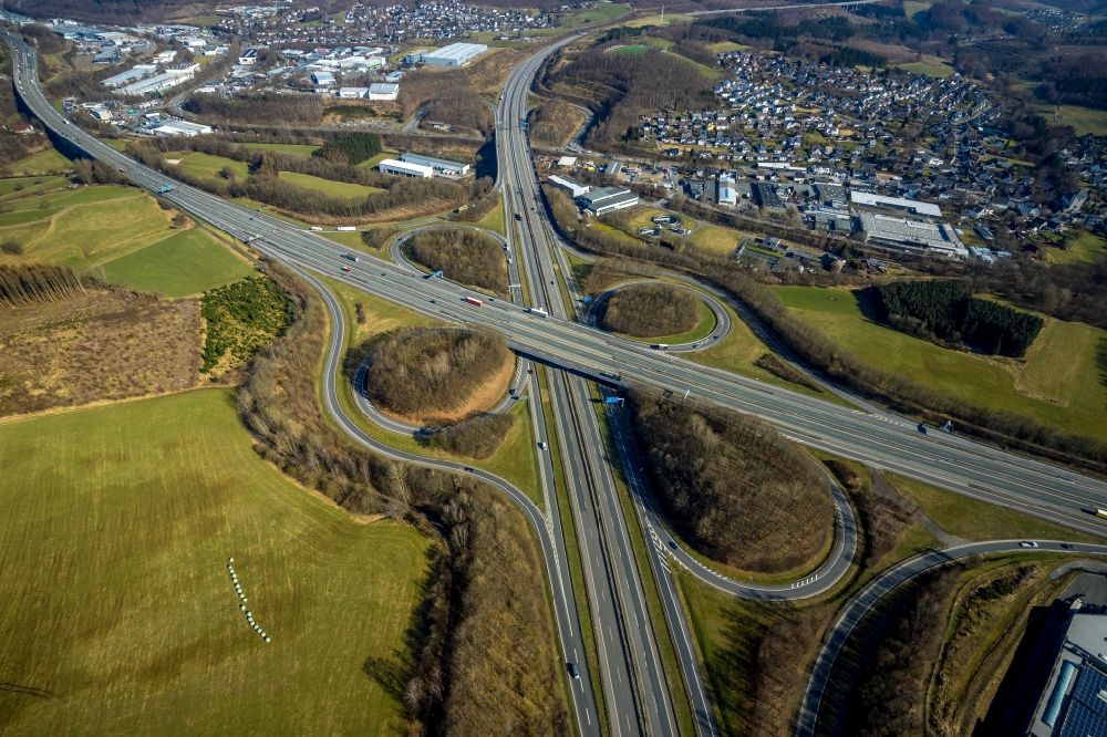 Luftbild Gerlingen - Autobahnkreuz der BAB A45 Kreuz Olpe-Süd in Gerlingen im Bundesland Nordrhein-Westfalen, Deutschland