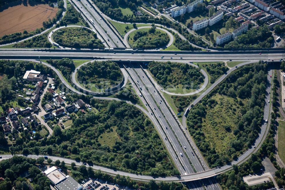 Braunschweig von oben - Autobahnkreuz der BAB A2 - 391 BS-Nord in Braunschweig im Bundesland Niedersachsen, Deutschland
