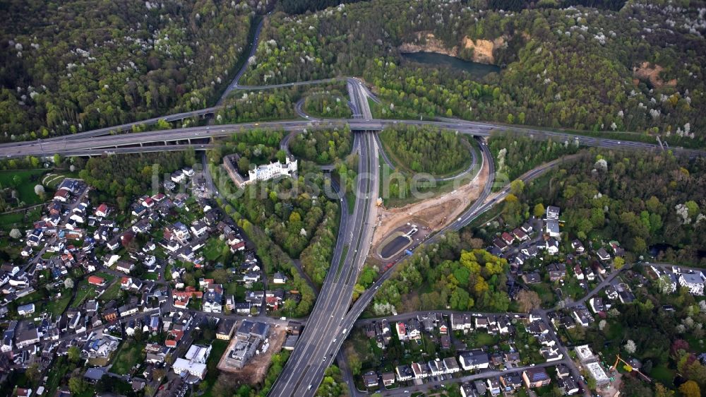Bonn von oben - Autobahnkreuz Bonn-Ost in Bonn im Bundesland Nordrhein-Westfalen, Deutschland