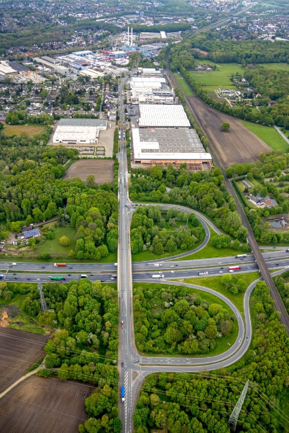 Gladbeck aus der Vogelperspektive: Autobahnkreuz der E34 in Gladbeck im Bundesland Nordrhein-Westfalen, Deutschland