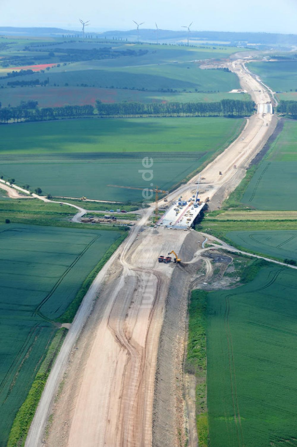 Artern von oben - Autobahnneubau A71 zwischen AS Heldrungen und AS Artern in Thüringen