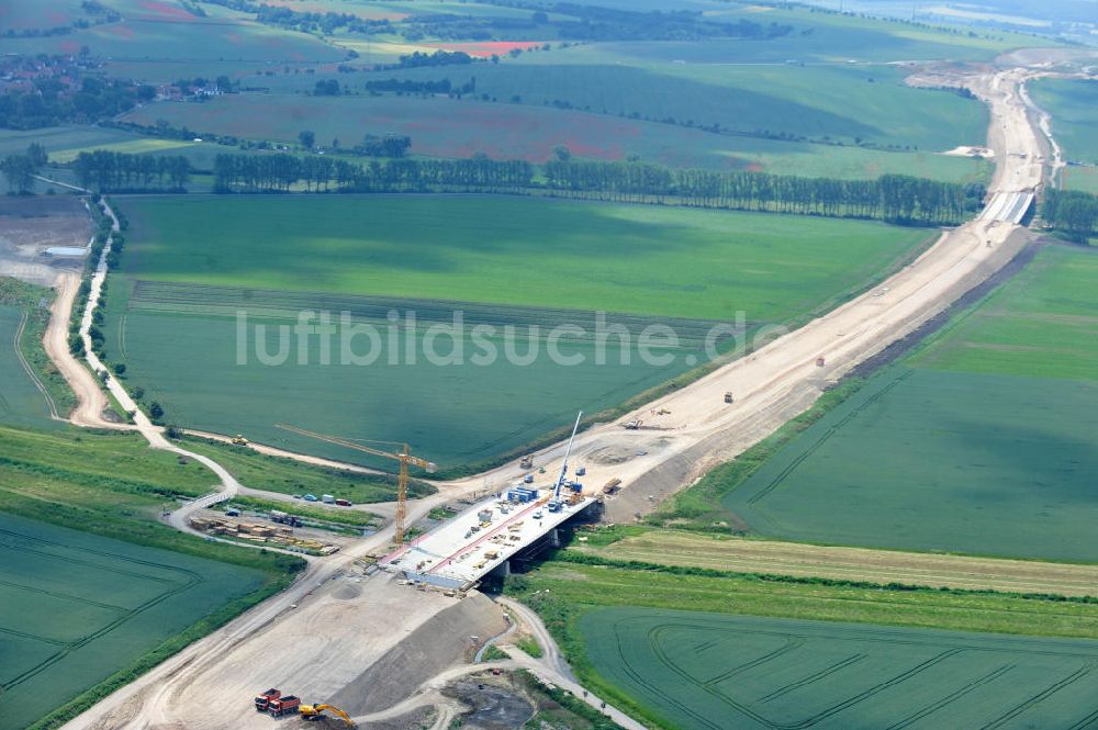 Luftbild Artern - Autobahnneubau A71 zwischen AS Heldrungen und AS Artern in Thüringen