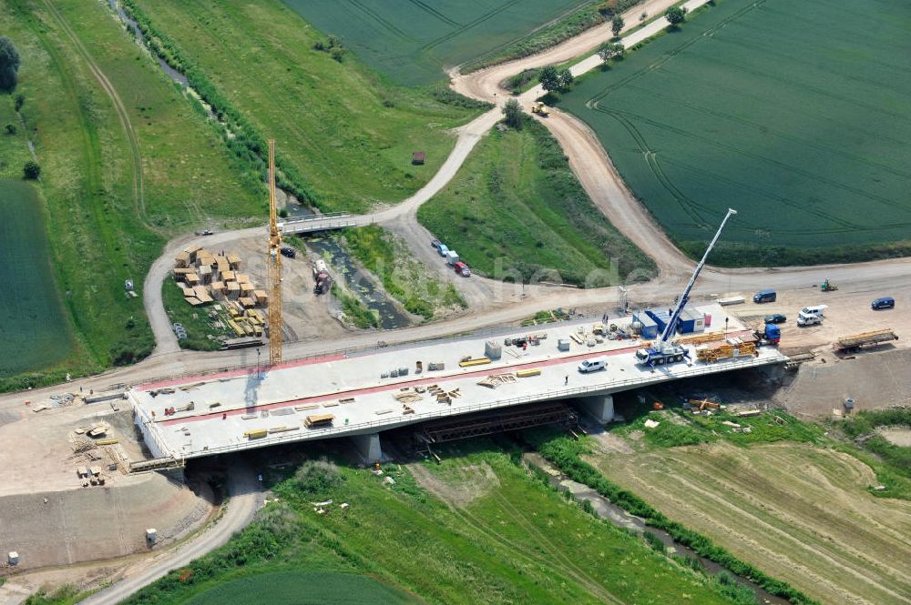 Luftaufnahme Artern - Autobahnneubau A71 zwischen AS Heldrungen und AS Artern in Thüringen