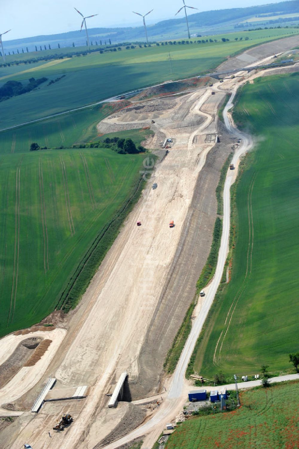 Luftbild Artern - Autobahnneubau A71 zwischen AS Heldrungen und AS Artern in Thüringen
