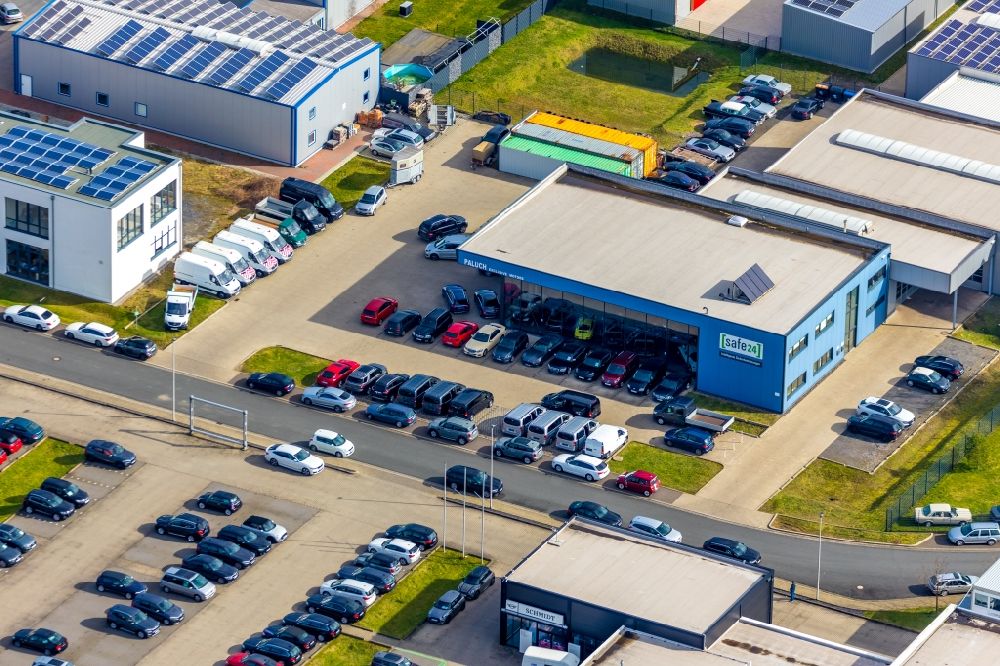 Luftaufnahme Hamm - Autohandels- Gebäude des Autohauses Paluch Exclusive Motors GmbH in Hamm im Bundesland Nordrhein-Westfalen, Deutschland