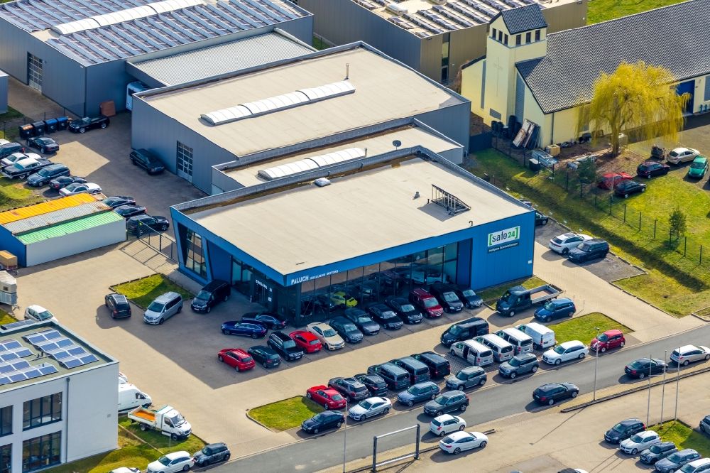 Luftaufnahme Hamm - Autohandels- Gebäude des Autohauses Paluch Exclusive Motors GmbH in Hamm im Bundesland Nordrhein-Westfalen, Deutschland