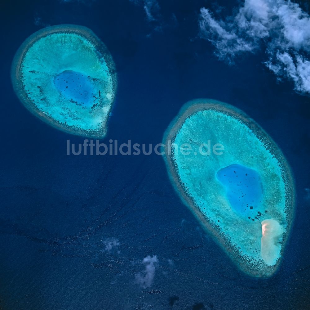 Luftaufnahme Goidhoo - Baa Atoll an der Wasseroberfläche Arabisches Meer in Goidhoo in North Province, Malediven