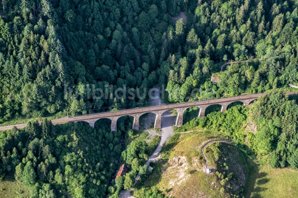 Luftaufnahme Breitnau - Bahn- Brückenbauwerk Ravenna Schlucht Viadukt der Höllentalbahn in Breitnau im Bundesland Baden-Württemberg, Deutschland
