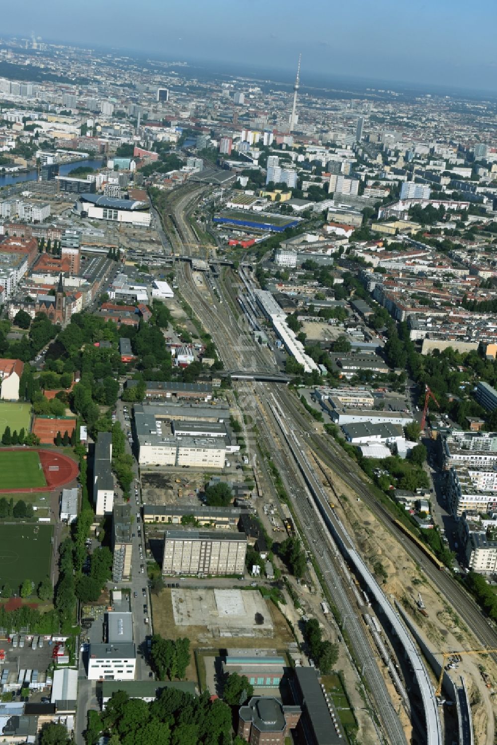 Luftaufnahme Berlin Bahn Strecken Ausbau zwischen