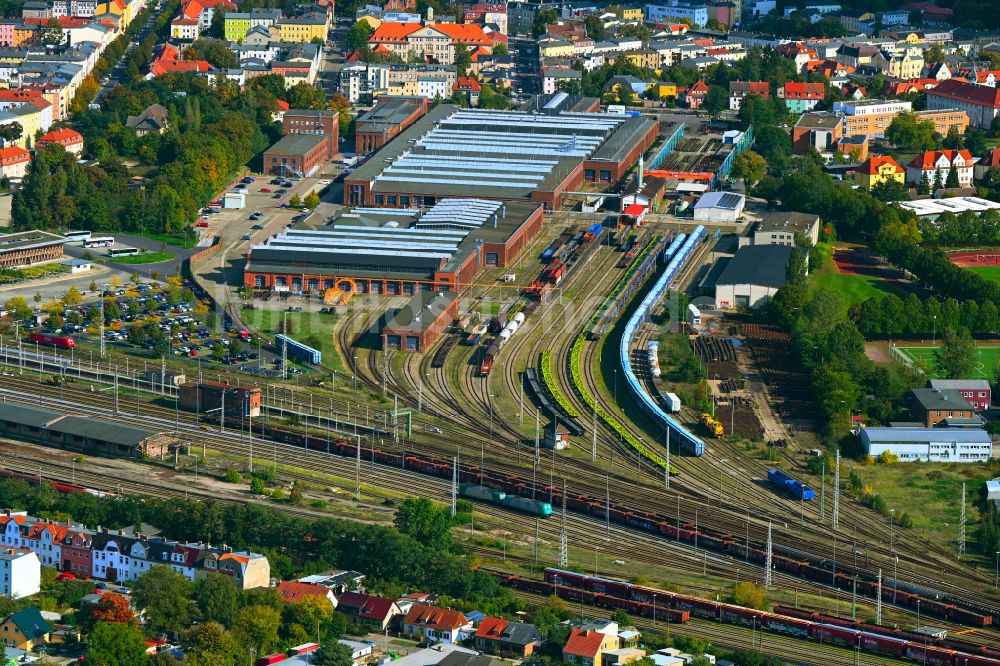 Luftbild Eberswalde - Bahnbetriebswerk und Ausbesserungswerk von Zügen des Personentransportes in Eberswalde im Bundesland Brandenburg, Deutschland