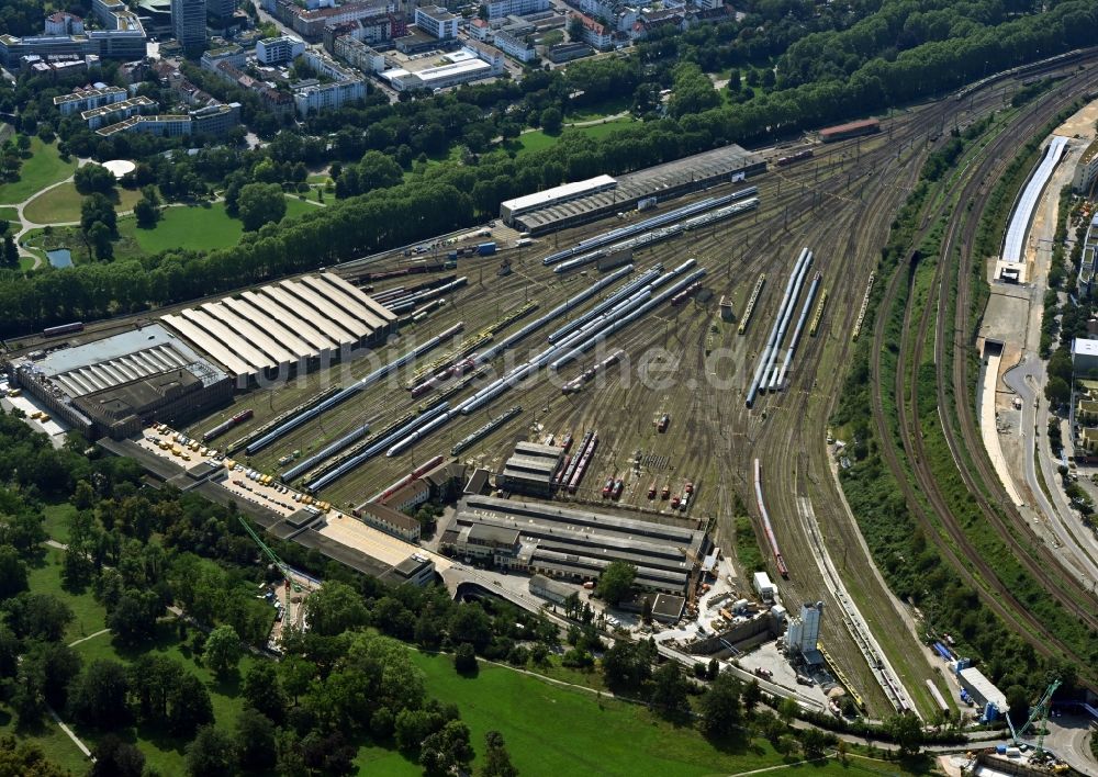 Luftbild Stuttgart - Bahnbetriebswerk und Ausbesserungswerk von Zügen des Personentransportes in Stuttgart im Bundesland Baden-Württemberg, Deutschland