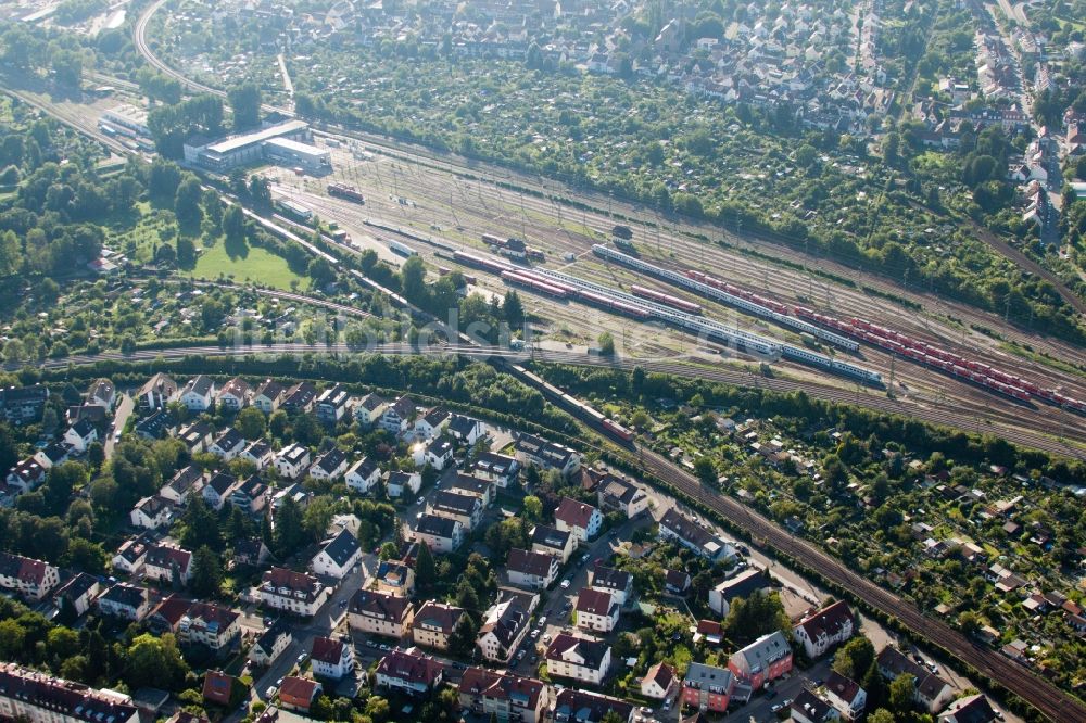 Karlsruhe von oben - Bahnbetriebswerk im Ortsteil Weiherfeld - Dammerstock in Karlsruhe im Bundesland Baden-Württemberg