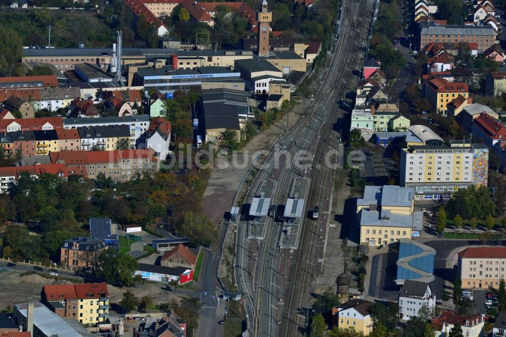 Luftaufnahme Merseburg - Bahnhof in Merseburg im Bundesland Sachsen-Anhalt