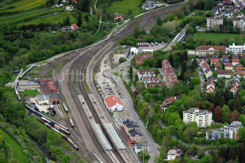 Luftaufnahme Rottweil - Bahnhof in Rottweil im Bundesland Baden-Württemberg, Deutschland