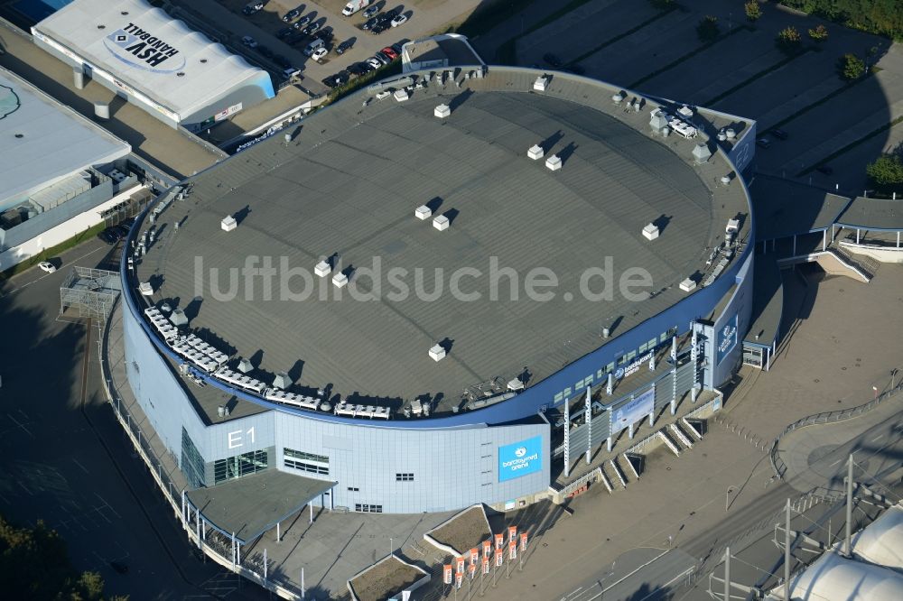 Hamburg aus der Vogelperspektive: Barclaycard Arena (vormals O2 World Hamburg, Color Line Arena), eine Multifunktionsarena für sportliche und kulturelle Veranstaltungen in Hamburg