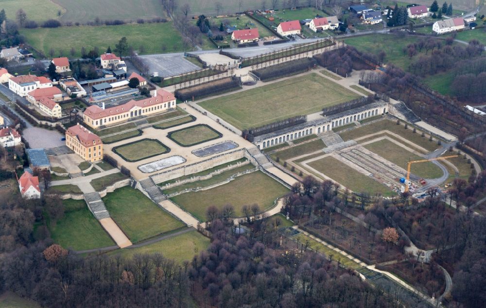Luftaufnahme Heidenau - Barockgarten Großsedlitz mit Schloss in Heidenau im Bundesland Sachsen