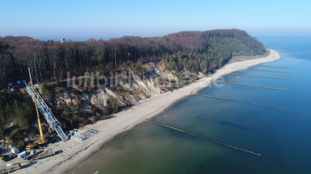 Koserow aus der Vogelperspektive: Bau einer Steilküstentreppe an der Ostsee in Koserow im Bundesland Mecklenburg-Vorpommern, Deutschland