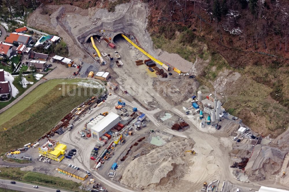 Luftaufnahme Oberau - Bauarbeiten an der Anschlussstelle Nord am Magdalena- Tunnel Oberau im Bundesland Bayern