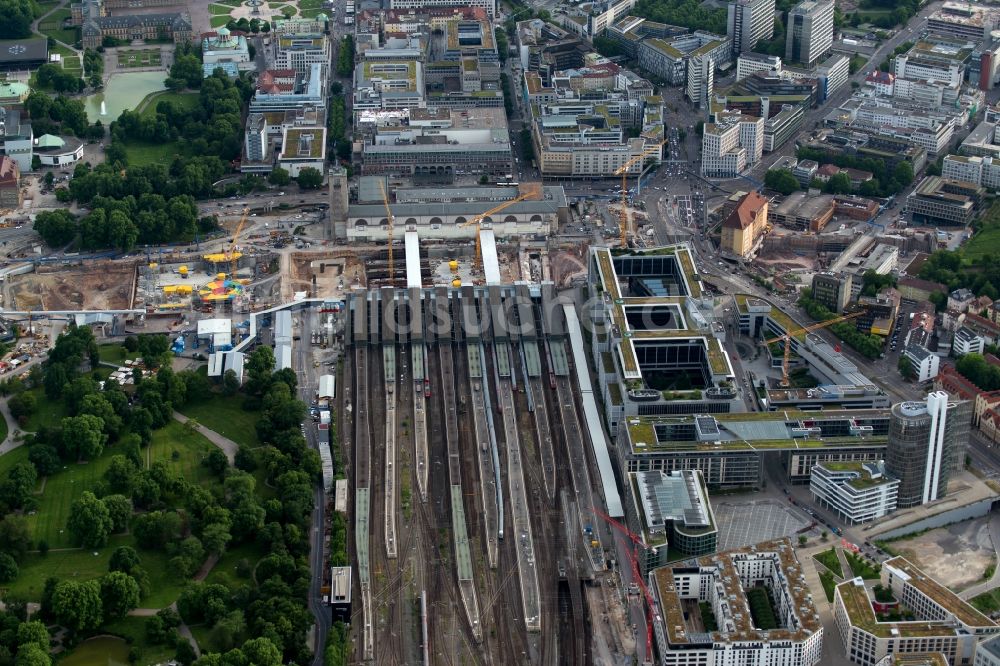 Luftbild Stuttgart - Bauarbeiten Stuttgart 21 am Hauptbahnhof in Stuttgart im Bundesland Baden-Württemberg