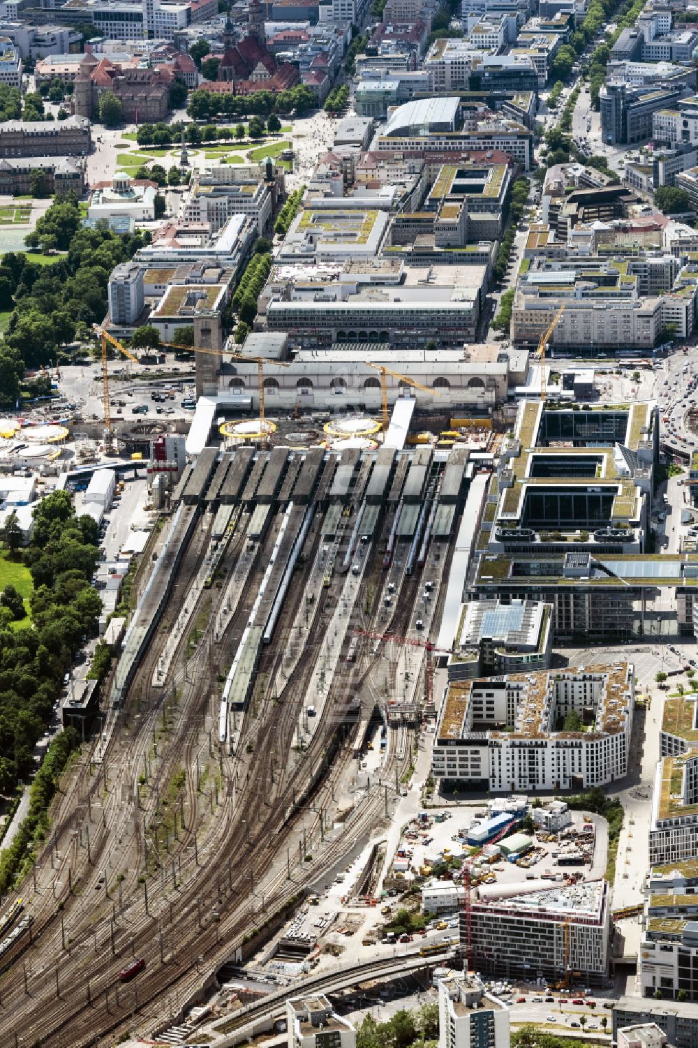Stuttgart aus der Vogelperspektive: Bauarbeiten Stuttgart 21 am Hauptbahnhof in Stuttgart im Bundesland Baden-Württemberg