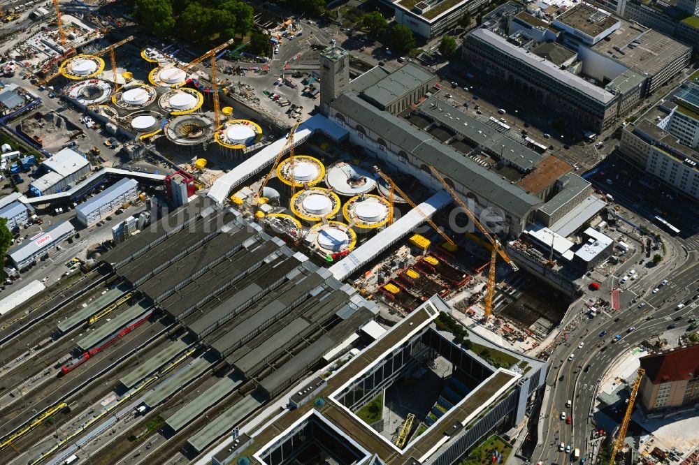 Stuttgart von oben - Bauarbeiten Stuttgart 21 am Hauptbahnhof in Stuttgart im Bundesland Baden-Württemberg