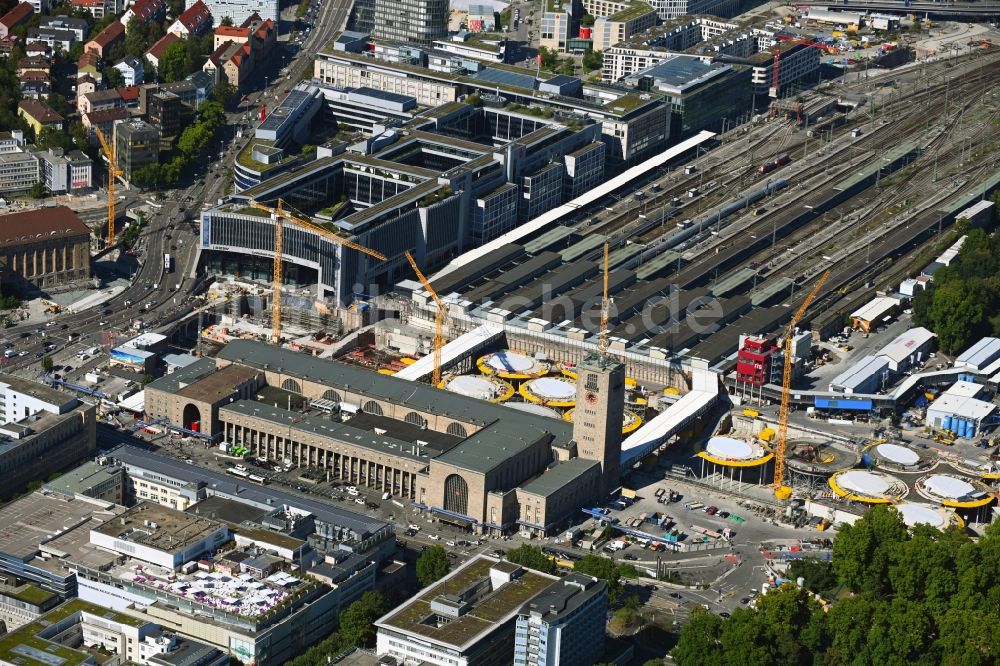 Stuttgart von oben - Bauarbeiten Stuttgart 21 am Hauptbahnhof in Stuttgart im Bundesland Baden-Württemberg