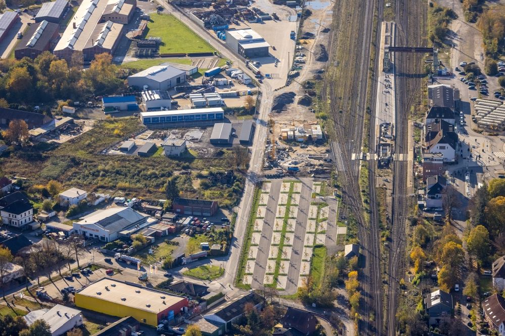 Luftaufnahme Haltern am See - Bauarbeiten zur Sanierung am Gleisverlauf und Bahnhofsgebäude in Haltern am See im Bundesland Nordrhein-Westfalen, Deutschland