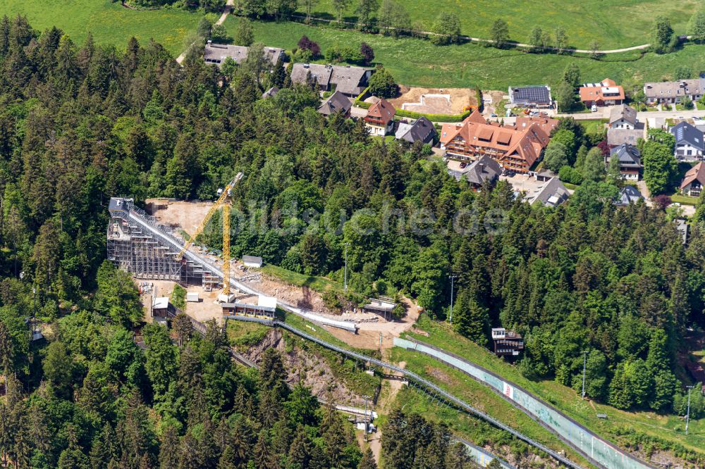 Luftaufnahme Hinterzarten - Baustelle am Adler- Skistadion in Hinterzarten im Bundesland Baden-Württemberg, Deutschland