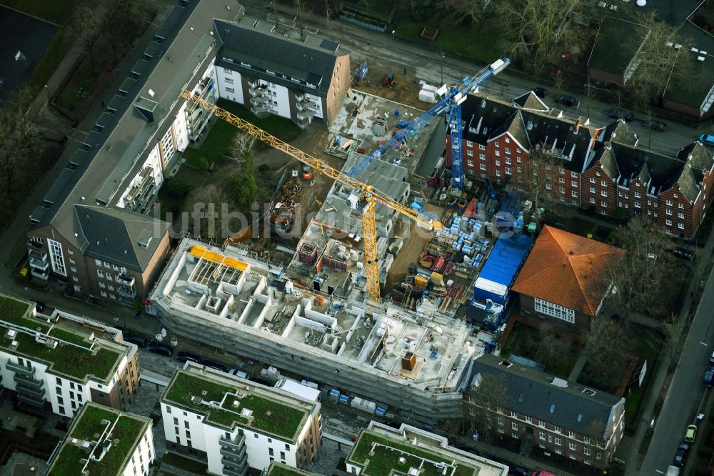 Luftaufnahme Hamburg - Baustelle altersgerechter Wohnanlage im Ortsteil Sankt Georg in Hamburg, Deutschland