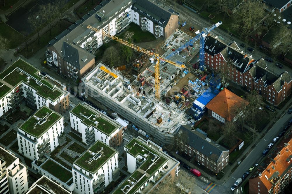 Hamburg aus der Vogelperspektive: Baustelle altersgerechter Wohnanlage im Ortsteil Sankt Georg in Hamburg, Deutschland