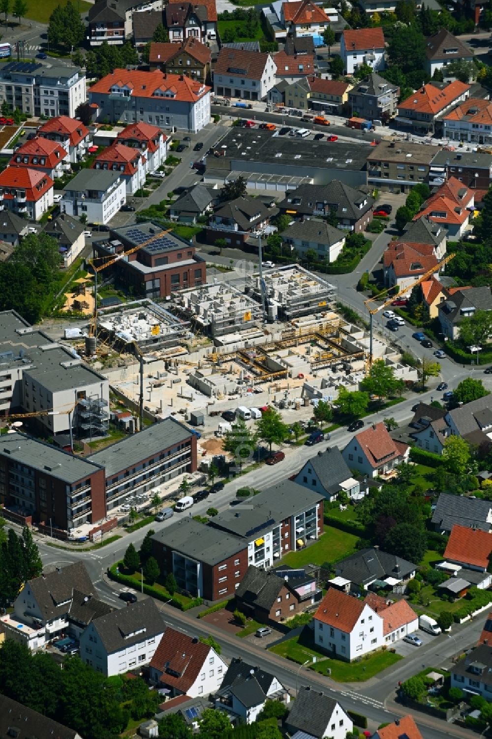 Luftbild Rheda - Baustelle altersgerechter Wohnanlage in Rheda im Bundesland Nordrhein-Westfalen, Deutschland