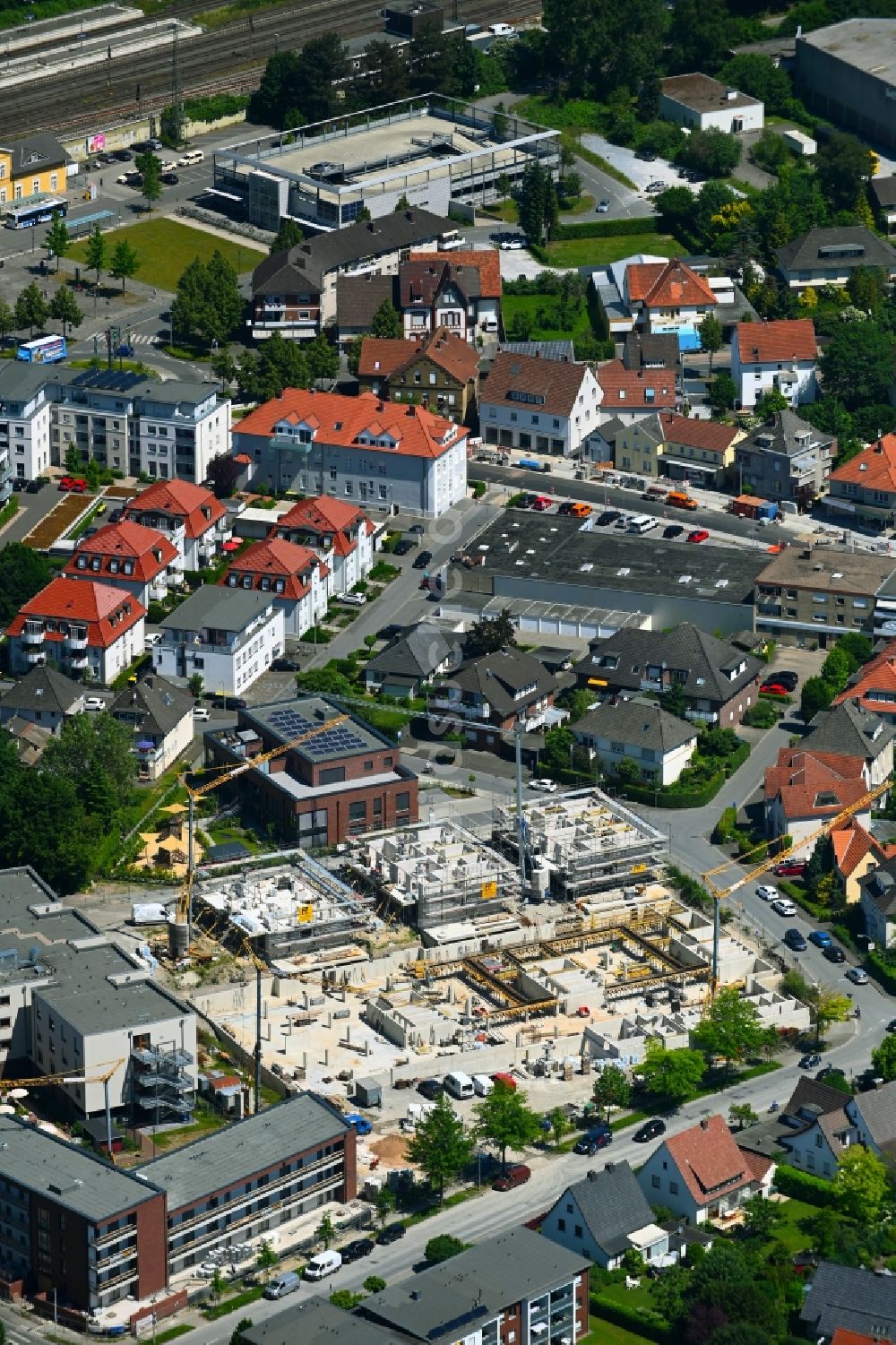 Luftaufnahme Rheda - Baustelle altersgerechter Wohnanlage in Rheda im Bundesland Nordrhein-Westfalen, Deutschland