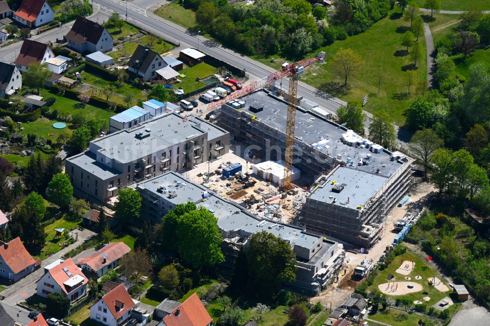 Wolfsburg aus der Vogelperspektive: Baustelle altersgerechter Wohnanlage in Wolfsburg im Bundesland Niedersachsen, Deutschland
