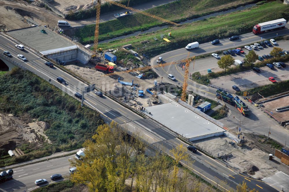 Achern von oben - Baustelle Ausbau Autobahn A 5