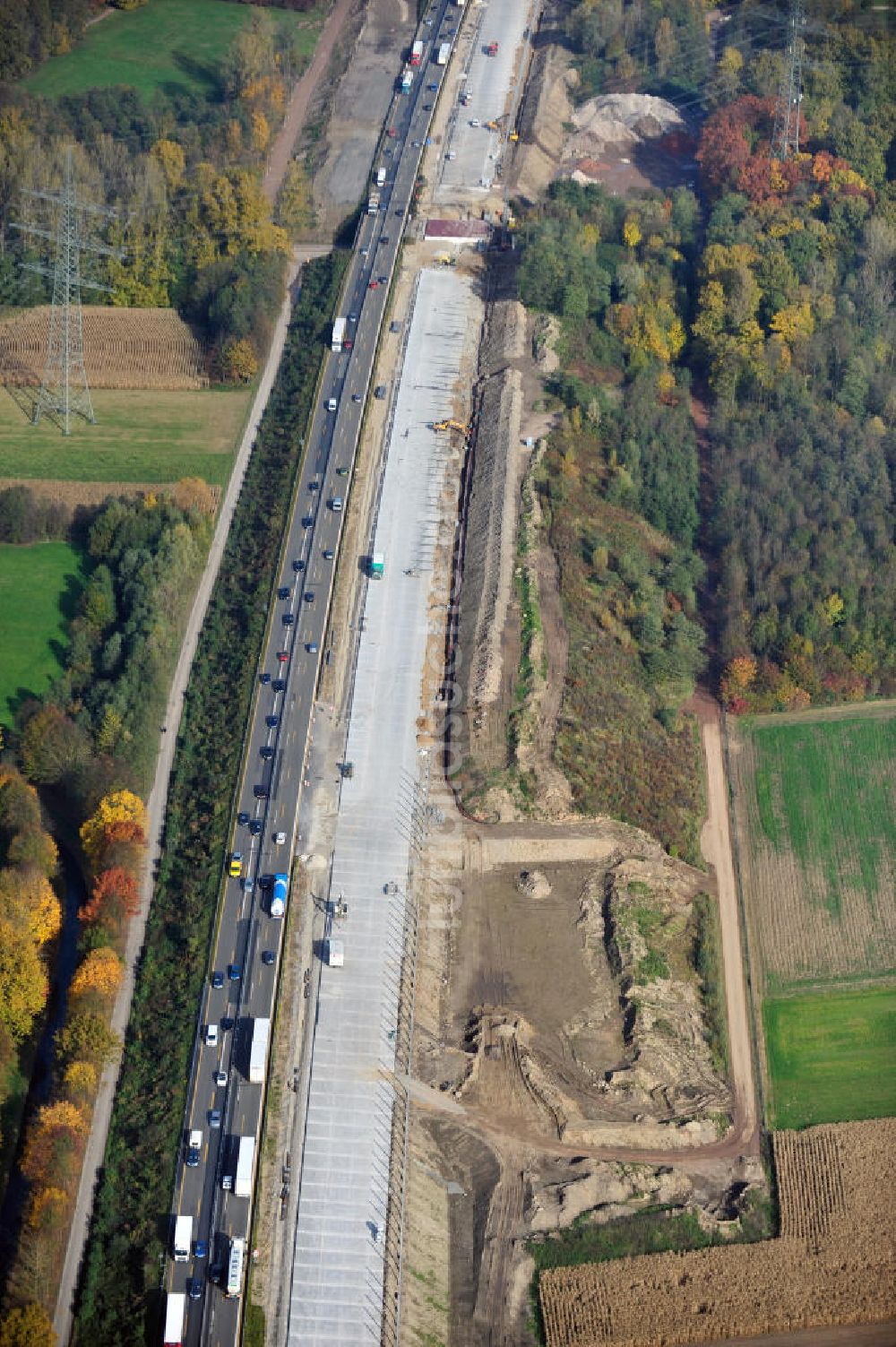 Bühl-Balzhofen aus der Vogelperspektive: Baustelle Ausbau Autobahn A 5