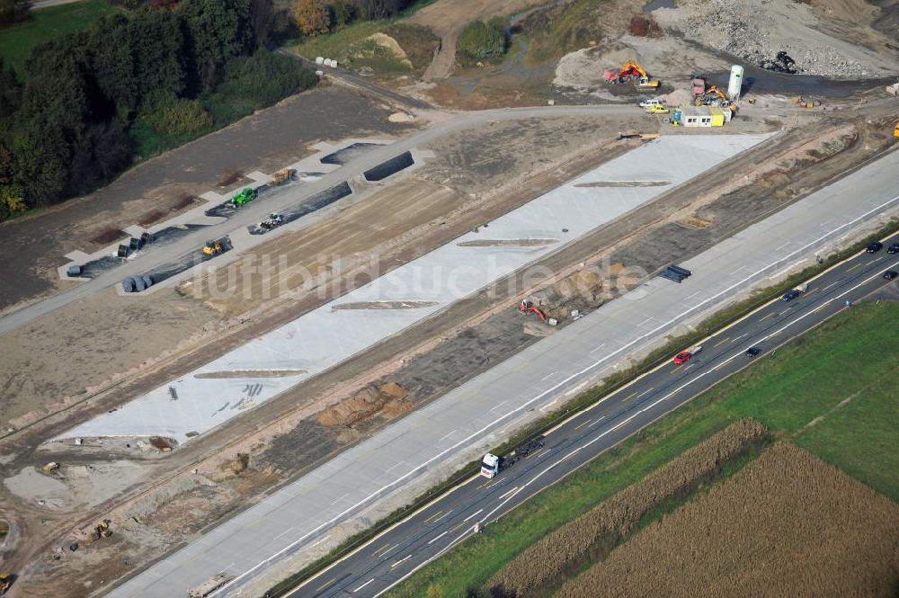 Butschbach-Hesselbach von oben - Baustelle Ausbau Autobahn A 5