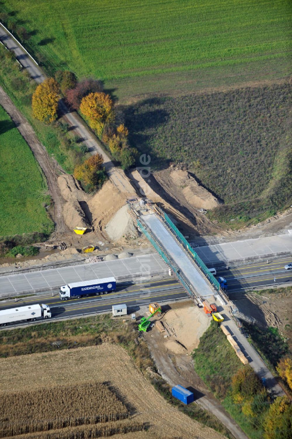 Luftaufnahme Bühl-Oberbruch - Baustelle Ausbau Autobahn A 5