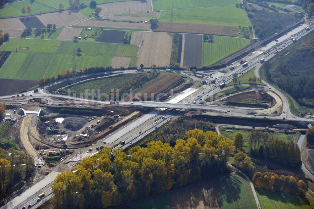 Bühl-Oberbruch von oben - Baustelle Ausbau Autobahn A 5