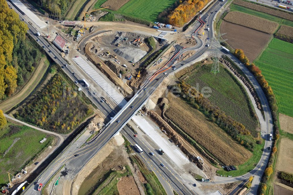 Bühl-Oberbruch aus der Vogelperspektive: Baustelle Ausbau Autobahn A 5