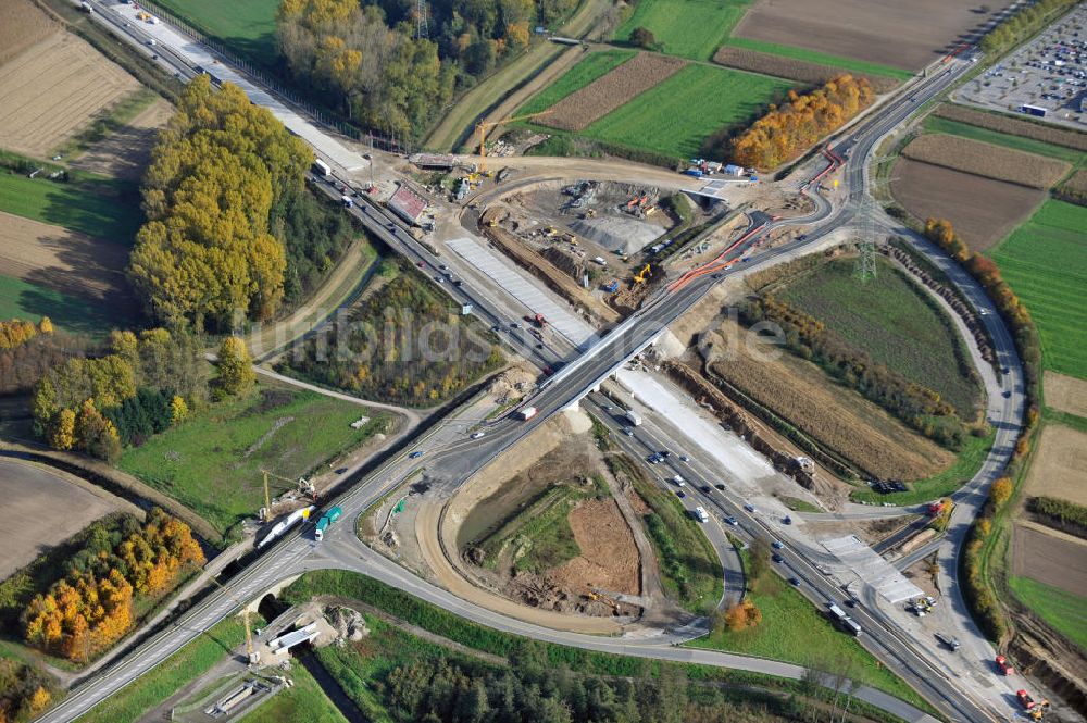 Luftbild Bühl-Oberbruch - Baustelle Ausbau Autobahn A 5