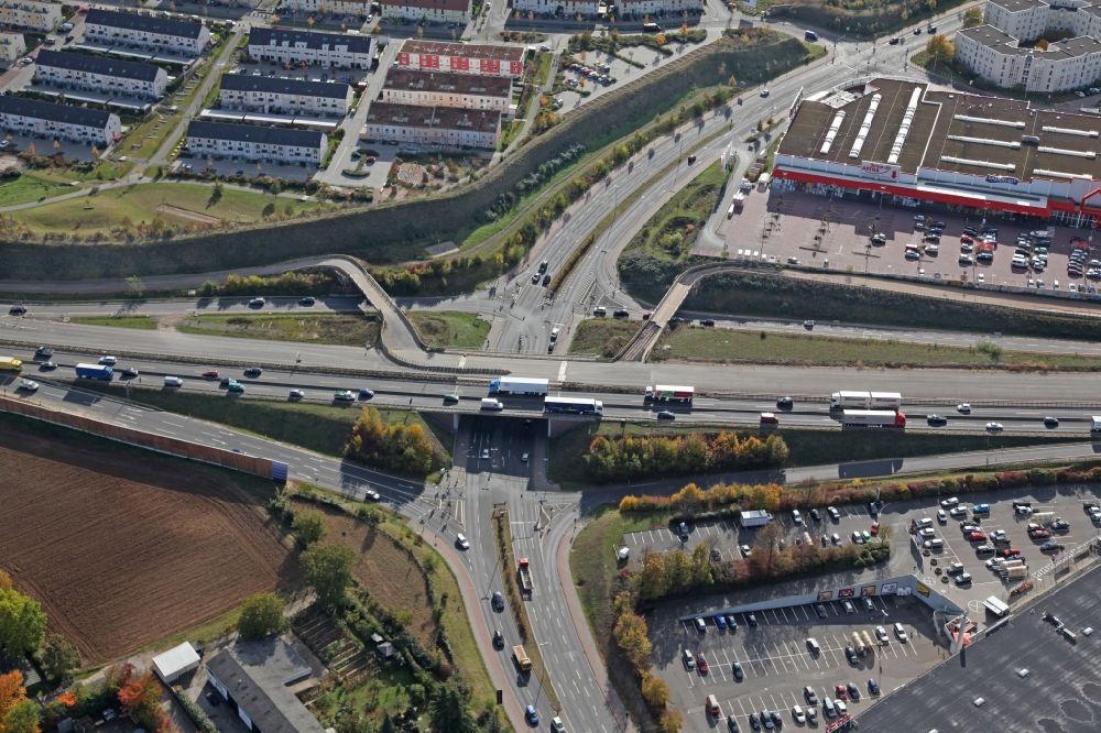 Luftaufnahme Mainz - Baustelle Autobahn BAB A60 in Mainz im Bundesland Rheinland-Pfalz