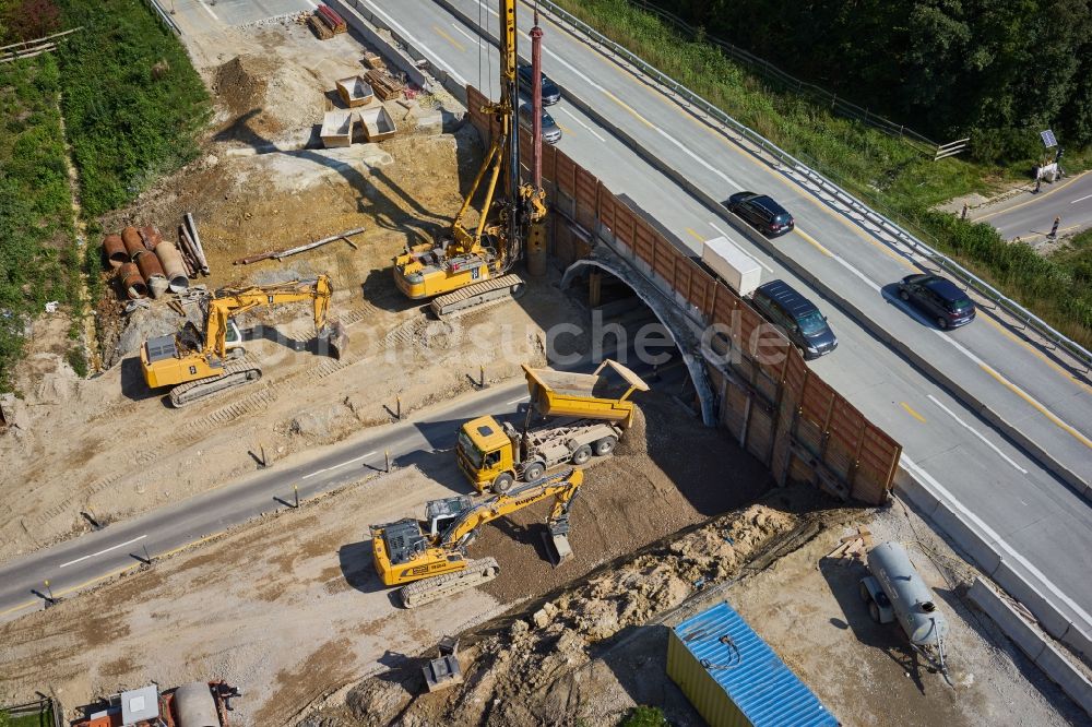 Gollhofen von oben - Baustelle am Autobahn- Brückenbauwerk der BAB A in Gollhofen im Bundesland Bayern, Deutschland