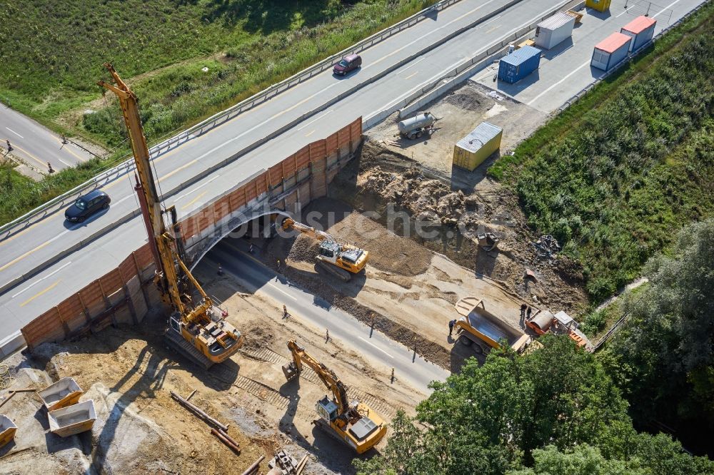 Luftbild Gollhofen - Baustelle am Autobahn- Brückenbauwerk der BAB A in Gollhofen im Bundesland Bayern, Deutschland