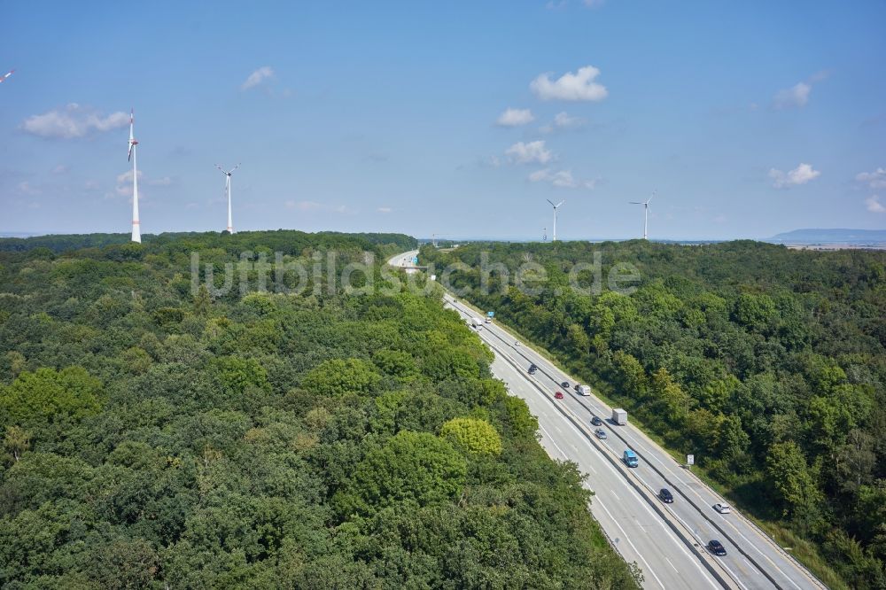 Gollhofen aus der Vogelperspektive: Baustelle am Autobahn- Brückenbauwerk der BAB A in Gollhofen im Bundesland Bayern, Deutschland