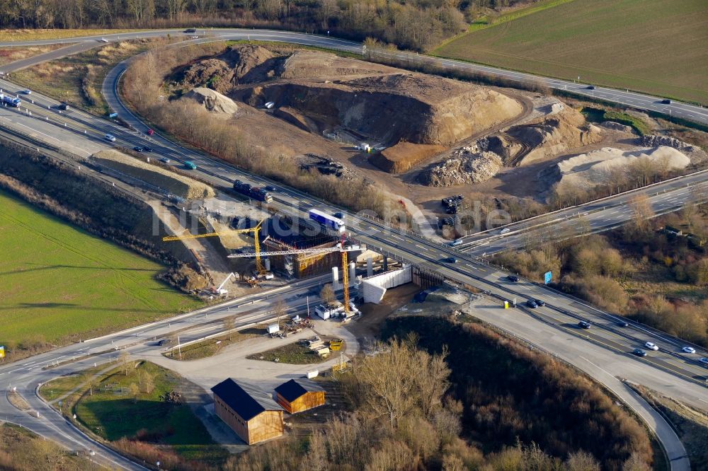 Luftbild Northeim - Baustelle am Autobahn- Brückenbauwerk der BAB A7 in Northeim im Bundesland Niedersachsen, Deutschland