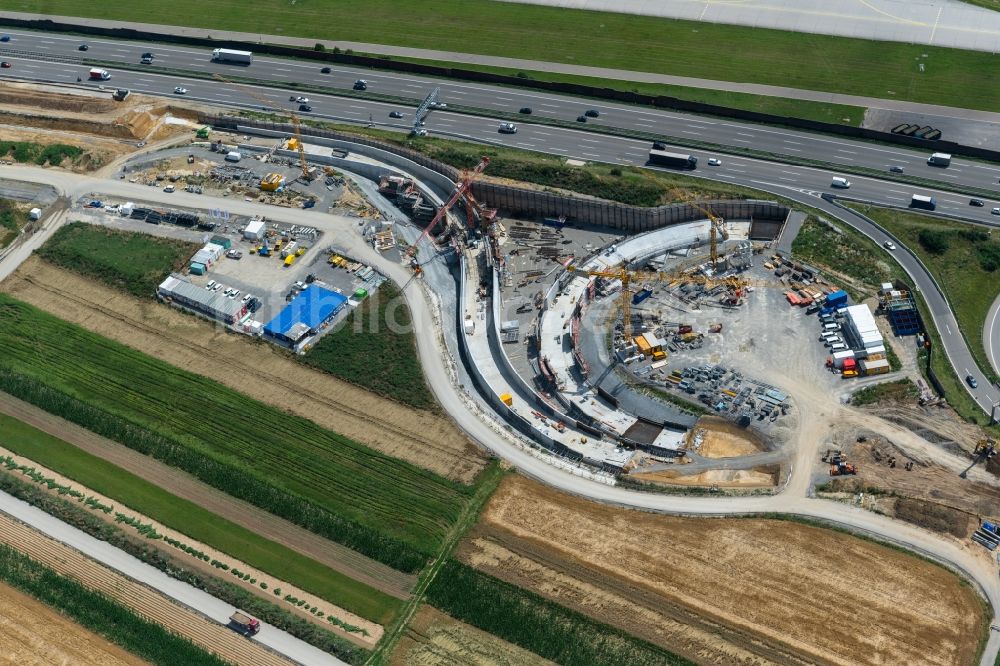 Luftbild Stuttgart - Baustelle der Autobahnabfahrt der BAB A8 in Stuttgart im Bundesland Baden-Württemberg, Deutschland