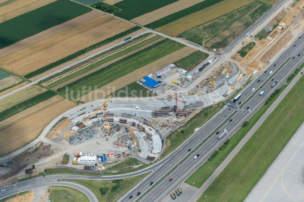 Stuttgart aus der Vogelperspektive: Baustelle der Autobahnabfahrt der BAB A8 in Stuttgart im Bundesland Baden-Württemberg, Deutschland
